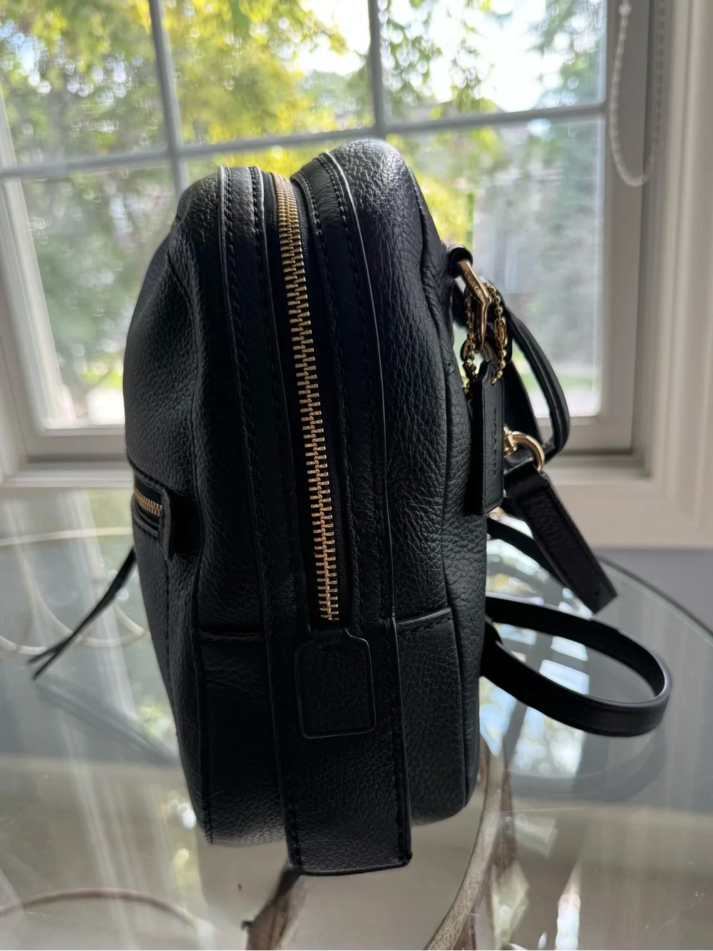 NWT Coach Andi Pebbled Leather Backpack Black Gold Hardware